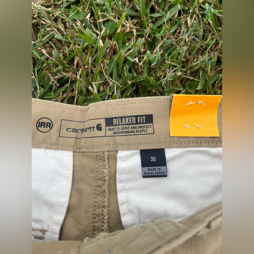 Carhartt Men's Rugged Flex Relaxed Fit Canvas Cargo Work Shorts Khaki Size 30 - Picture 2 of 5